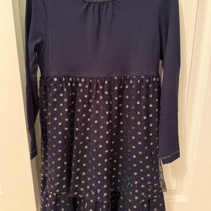 Hanna Andersson Navy Dress with Gold Dots